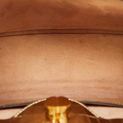 Pre Owned Kate Spade Gold Croc Embossed Patent Leather Small Romy Top Handle Bag