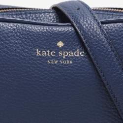 Kate Spade Blue Leather Mulberry Street Pyper Double Zip Crossbody Bag
