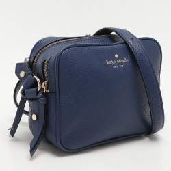 Kate Spade Blue Leather Mulberry Street Pyper Double Zip Crossbody Bag