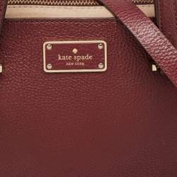 Kate Spade Burgundy/Beige Leather and Suede Satchel