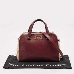 Kate Spade Burgundy/Beige Leather and Suede Satchel