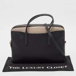Pre Owned Kate Spade Black/Beige Leather Margaux Universal Laptop Bag