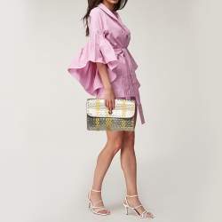 Kate Spade Tri Color Woven Laminated Leather and Fabric Paola Clutch