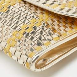 Kate Spade Tri Color Woven Laminated Leather and Fabric Paola Clutch