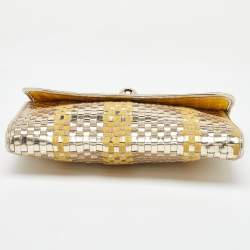 Kate Spade Tri Color Woven Laminated Leather and Fabric Paola Clutch