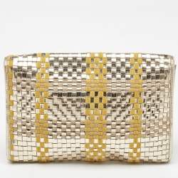 Kate Spade Tri Color Woven Laminated Leather and Fabric Paola Clutch