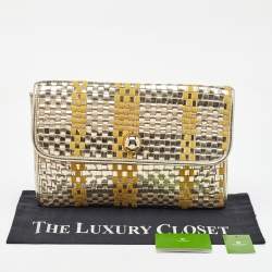 Kate Spade Tri Color Woven Laminated Leather and Fabric Paola Clutch