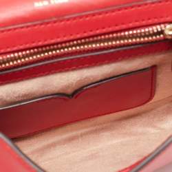 Pre Owned Kate Spade Red Leather Small Lula Saddle Crossbody Bag