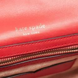 Pre Owned Kate Spade Red Leather Small Lula Saddle Crossbody Bag