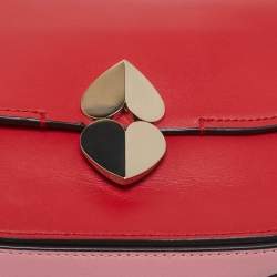 Pre Owned Kate Spade Red Leather Small Lula Saddle Crossbody Bag