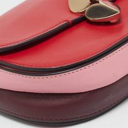 Pre Owned Kate Spade Red Leather Small Lula Saddle Crossbody Bag