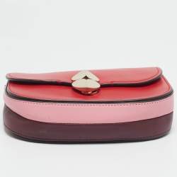 Pre Owned Kate Spade Red Leather Small Lula Saddle Crossbody Bag