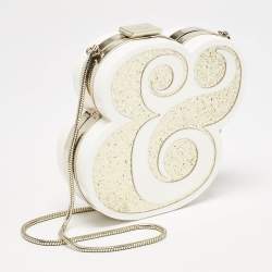 Kate Spade White/Gold Acrylic Wedding Belles Ampersand Clutch