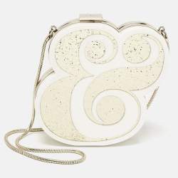 Kate Spade White/Gold Acrylic Wedding Belles Ampersand Clutch