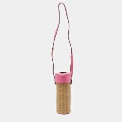Kate Spade Pink/Beige Wicker Print Leather Pack a Picnic Champagne Bag