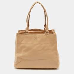 Kate Spade Beige Leather New York Lombard Street Neve Tote