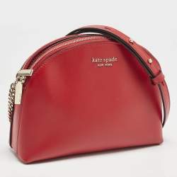 Kate Spade Red Leather Spencer Small Double Zip Crossbody Bag