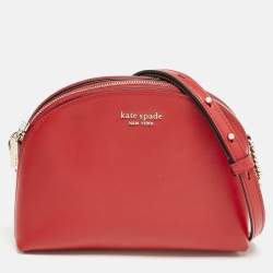 Kate Spade Red Leather Spencer Small Double Zip Crossbody Bag