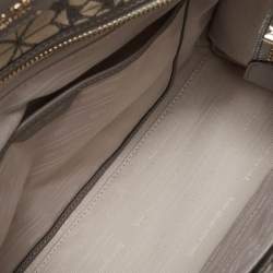 Kate Spade Grey Canvas and Leather  Flower Stripe Market Tote 