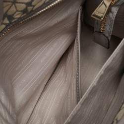 Kate Spade Grey Canvas and Leather  Flower Stripe Market Tote 