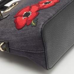 Kate Spade Navy Blue Denim and Leather Mini Carli Groove Street Poppy Bag