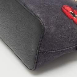 Kate Spade Navy Blue Denim and Leather Mini Carli Groove Street Poppy Bag
