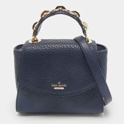 Kate Spade Navy Blue Pebbled Leather Murray Street Kim Top Handle Bag