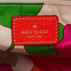 مملوكة مسبقًا Kate Spade Beige/Neon Orange Wicker and Leather Basket Tote