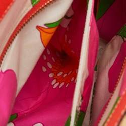 مملوكة مسبقًا Kate Spade Beige/Neon Orange Wicker and Leather Basket Tote