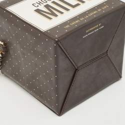 Kate Spade Choco Brown Leather Milk Carton Printed Crossbody Bag