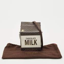 Kate Spade Choco Brown Leather Milk Carton Printed Crossbody Bag