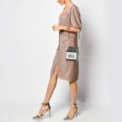 Kate Spade Choco Brown Leather Milk Carton Printed Crossbody Bag