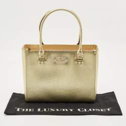 Kate Spade Gold Leather Quinn Wellesley Tote