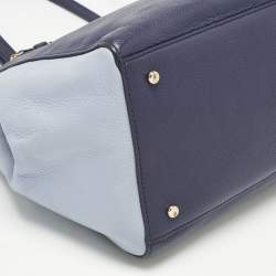 Pre Owned Kate Spade Two Tone Blue Leather Double Zip Tote