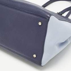 Pre Owned Kate Spade Two Tone Blue Leather Double Zip Tote