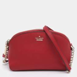 Pre Owned Kate Spade Red Leather Cameron Street Hilli Crossbody Bag