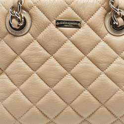 Pre Owned Kate Spade Light Beige Quilted Leather Elizabeth Satchel