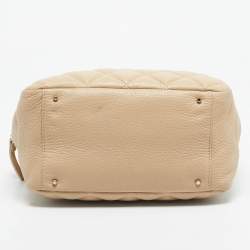 Pre Owned Kate Spade Light Beige Quilted Leather Elizabeth Satchel