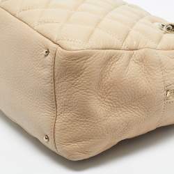 Pre Owned Kate Spade Light Beige Quilted Leather Elizabeth Satchel