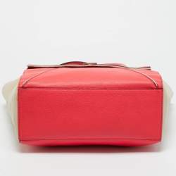 Pre Owned Kate Spade Pink/Beige Leather Wesley Palace Johanna Tote