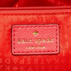 Pre Owned Kate Spade Pink/Beige Leather Wesley Palace Johanna Tote