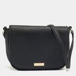Pre Owned Kate Spade Black Leather Nadine Flap Shoulder Bag