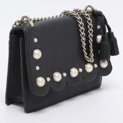 Pre Owned Kate Spade Black Leather Hayes Street Hayzel Pearl Shoulder Bag