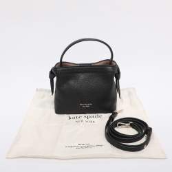 Pre Owned Kate Spade Black Leather Mini Knot Top Handle Crossbody Bag