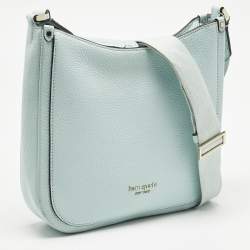 Pre Owned Kate Spade Light Blue Leather Roulette Messenger Bag