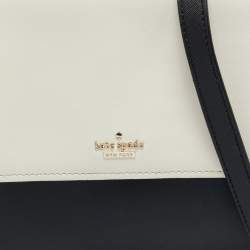 Pre Owned Kate Spade White/Black Leather Medium Cameron Street Byrdie Crossbody Bag