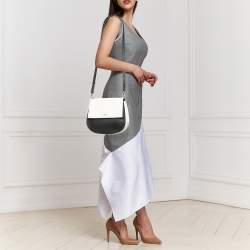 Pre Owned Kate Spade White/Black Leather Medium Cameron Street Byrdie Crossbody Bag