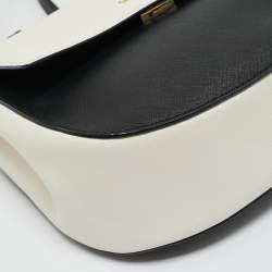 Pre Owned Kate Spade White/Black Leather Medium Cameron Street Byrdie Crossbody Bag