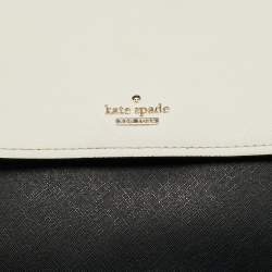 Pre Owned Kate Spade White/Black Leather Medium Cameron Street Byrdie Crossbody Bag