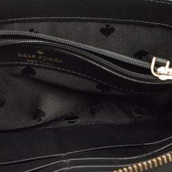 Pre Owned Kate Spade Beige/Black Leather Staci Zip Around Wallet